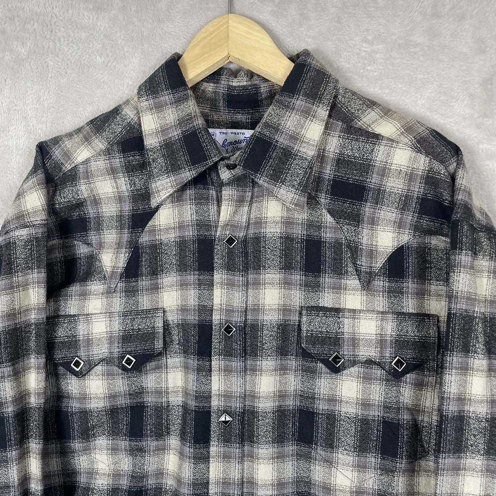 Rockmount Ranch Wear Western Pearl Snap Shirt Mens Large Flannel Sawtooth